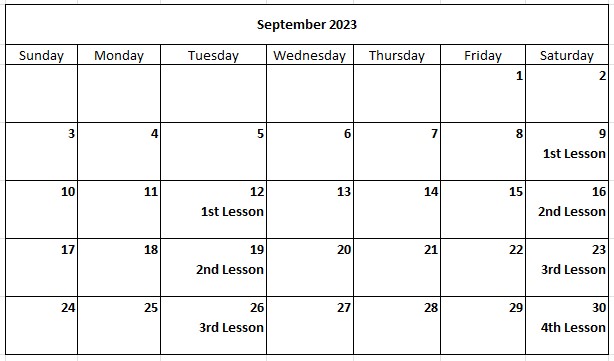 Corning Flute Studio Calendar 2023-09 Sept