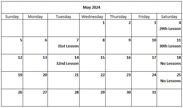 Corning Flute Studio Calendar 2024-05 May