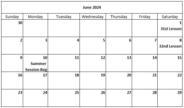 Corning Flute Studio Calendar 2024-06 Jun